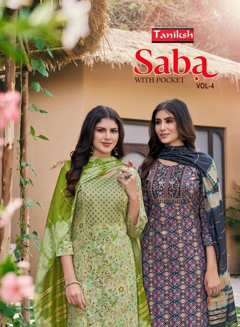 Taniksh Saba Vol 4 Foil Printed Kurti Bottom With Dupatta