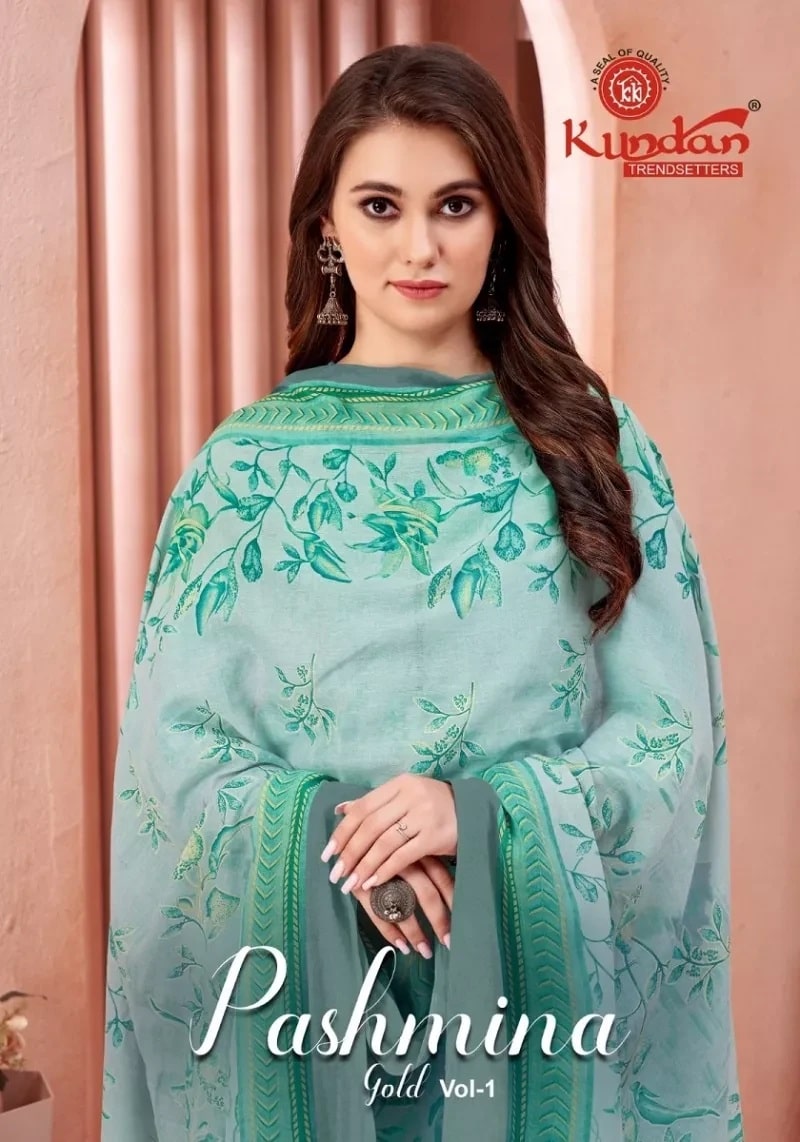 Kundan Pashmina Gold Vol 1 Printed Dress Material