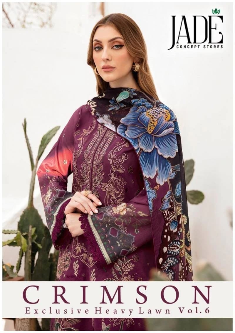 Jade Crimson Vol 6 Lawn Cotton Print Dress Material