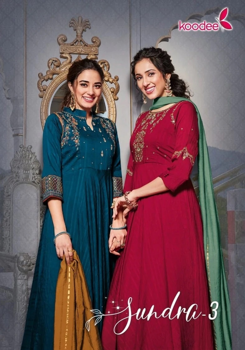 Koodee Sundra 3 Long Gown With Dupatta Collection