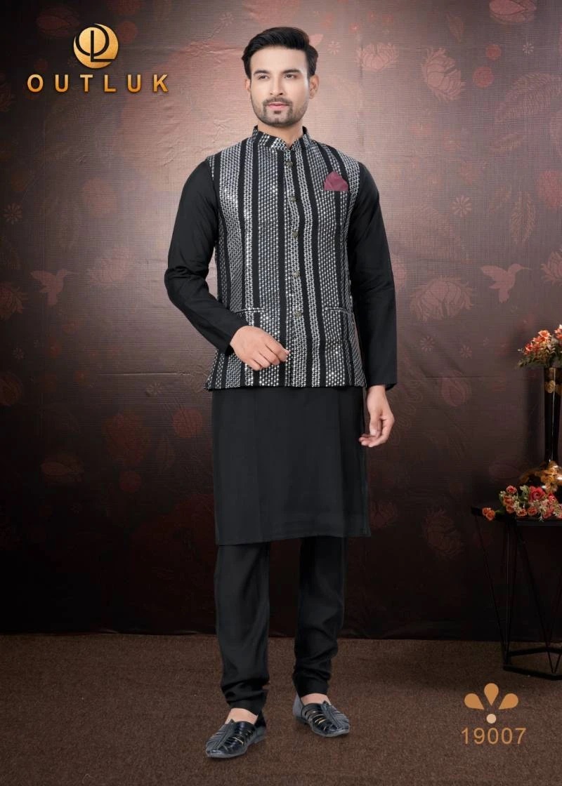 Outluk Wedding Vol 19 Kurta Pajama With Koti Mens Collection