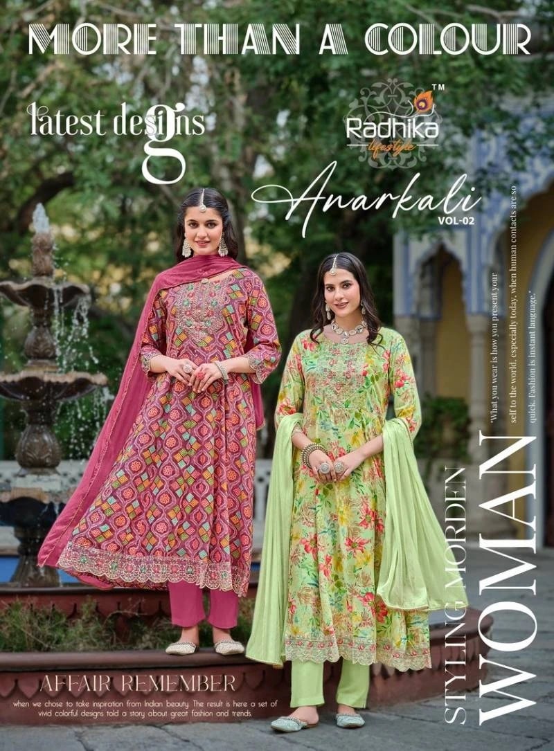 Radhika Anarkali Vol 2 Embroidery Kurti Pant With Dupatta