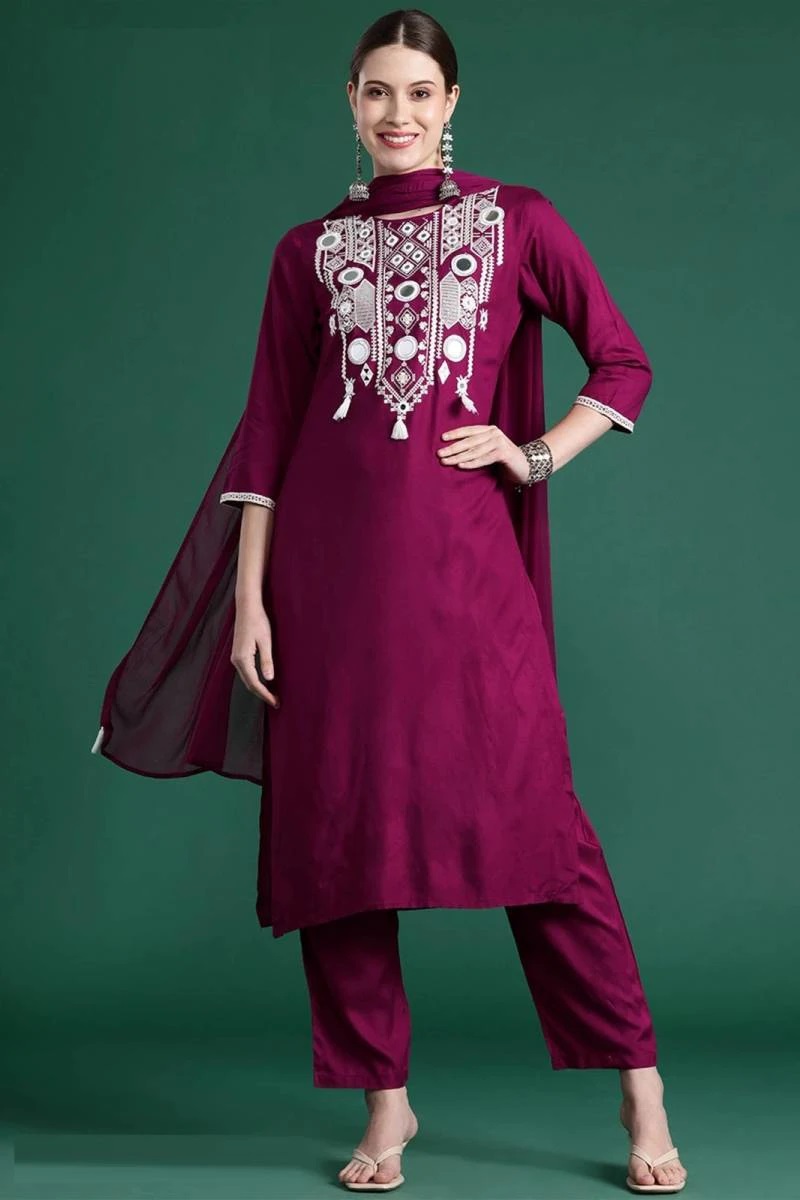 Indo Era 2493 Mirror Work Kurti Bottom With Dupatta
