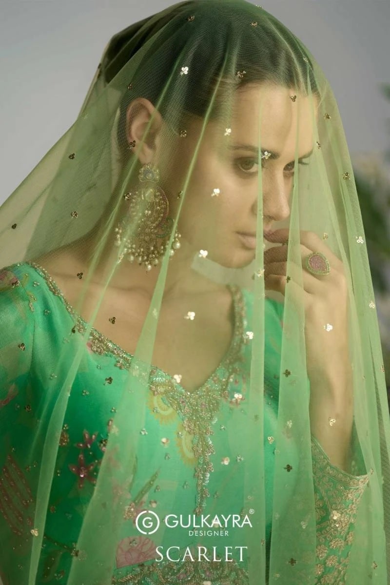 Gulkayra Scarlet Designer Gown With Dupatta Collection