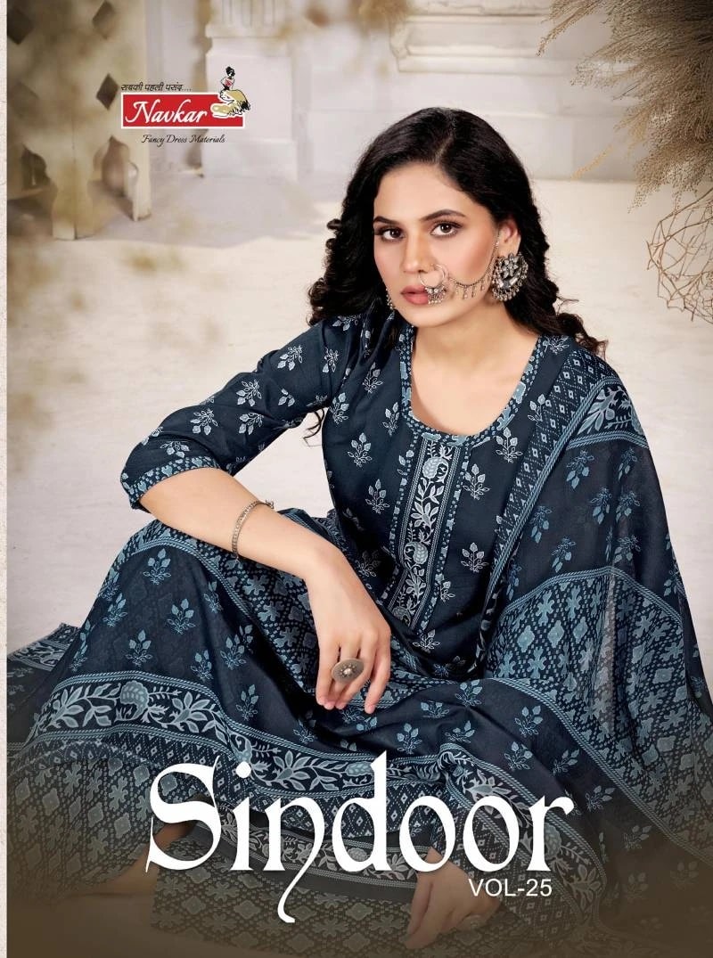 Navkar Sindoor Vol 25 Cotton Kurti Bottom With Dupatta