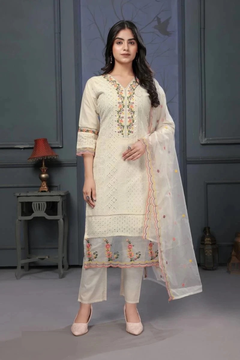 Ladyview 133 Cotton Kurti Bottom With Dupatta