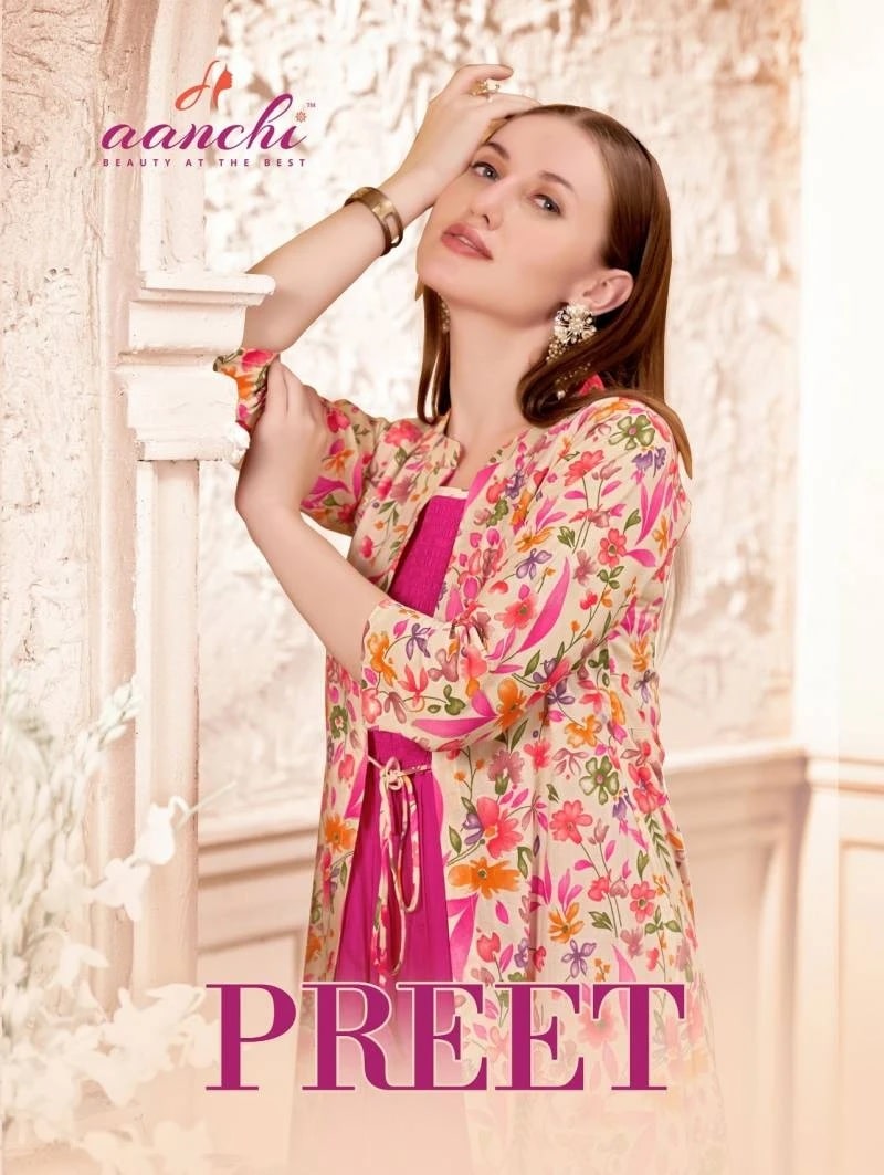 Aanchi Preet Cotton Jacket Style Kurti Collection