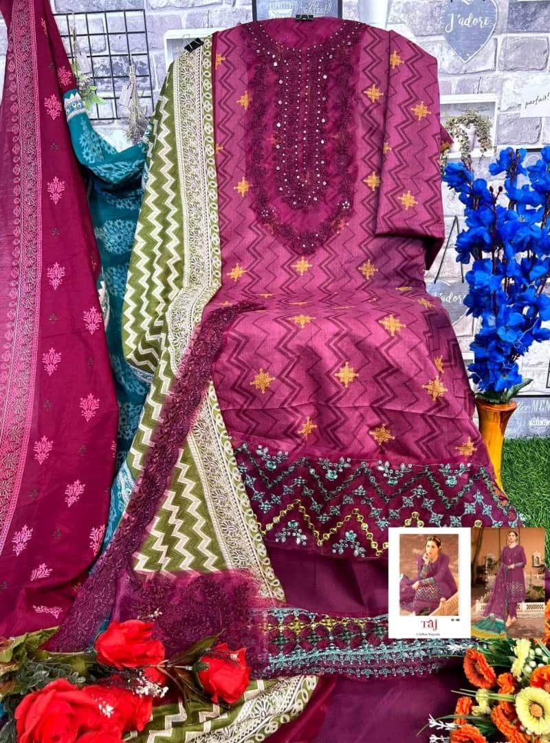 Taj 500 Pakistani Suits With Chiffon Dupatta