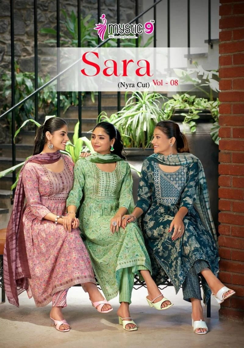 Mystic 9 Sara Vol 8 Printed Kurti Bottom With Dupatta Collection
