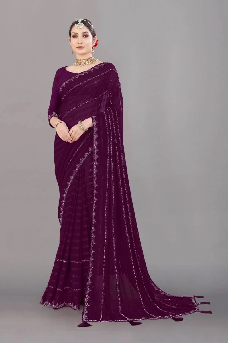 Rani 1844 Colors Satin Patta Chiffon Saree Collection