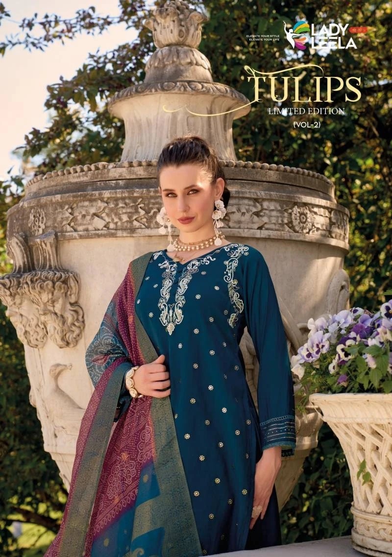 Lady Leela Tulips Vol 2 Designer Kurti Pant With Dupatta