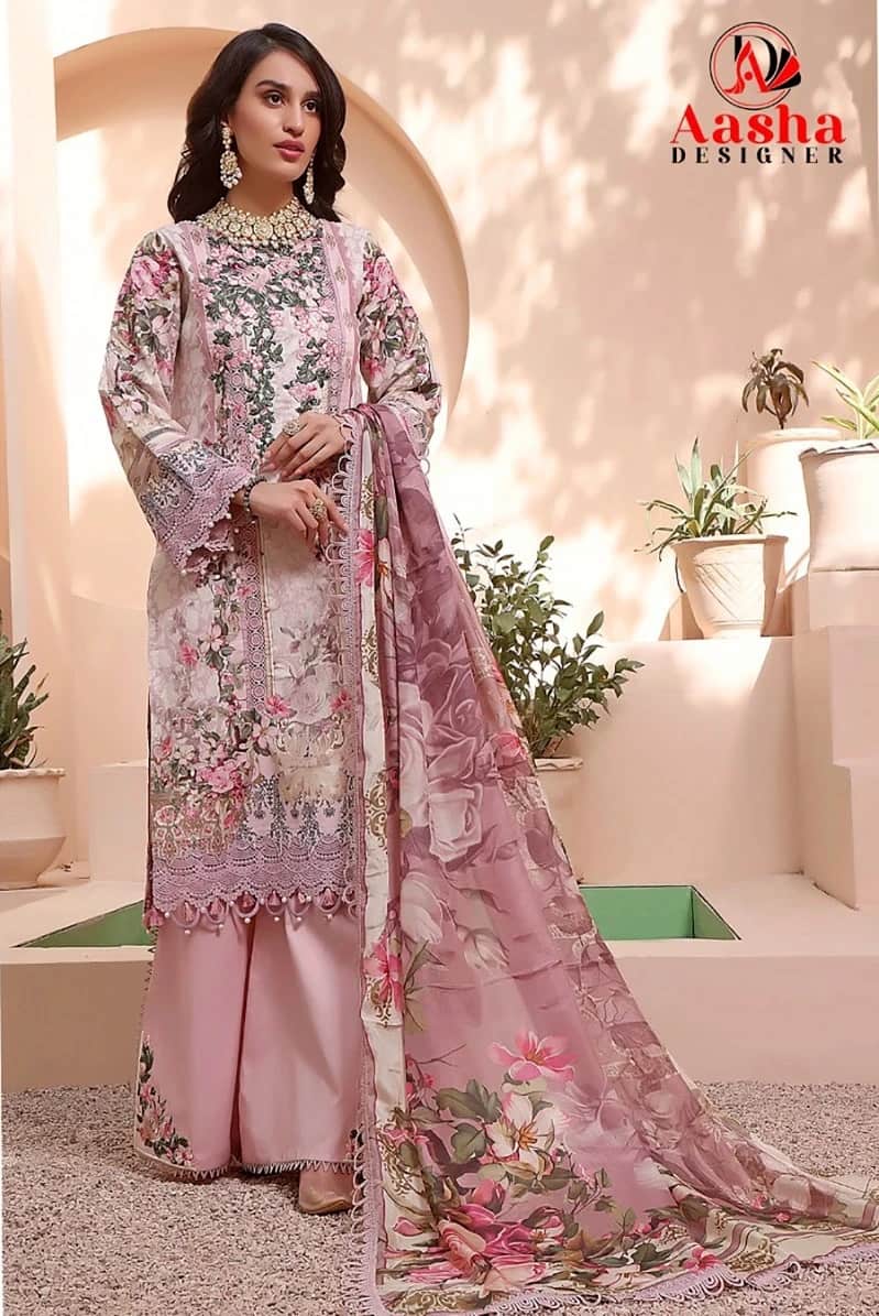 Aasha 1004 A And B Pakistani Suit Chiffon Dupatta