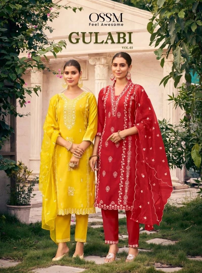 Ossm Gulabi Vol 3 Roman Silk Readymade Dress