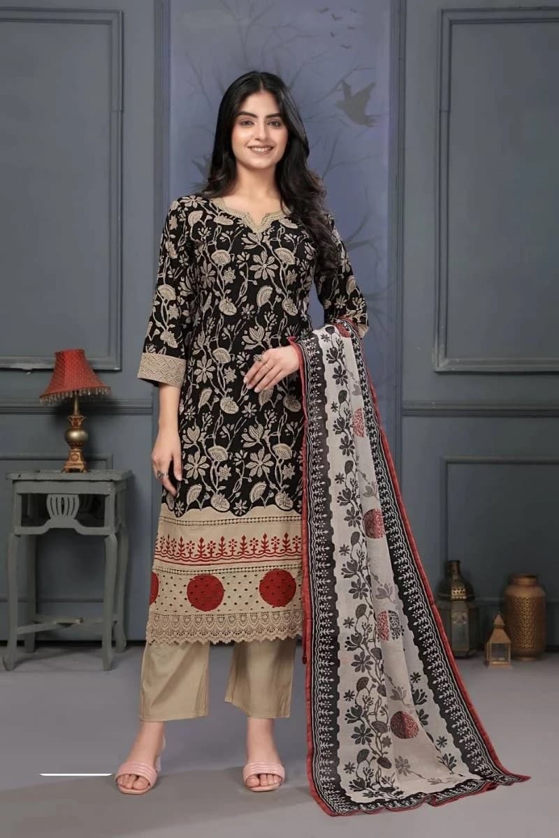 Ladyview 122 Cotton Kurti With Bottom Dupatta