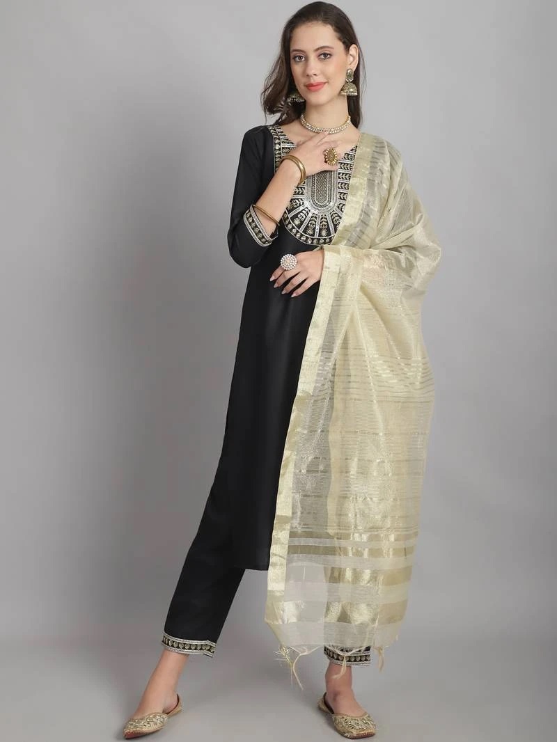 Dhruvi 181 Cotton Kurti Bottom With Dupatta