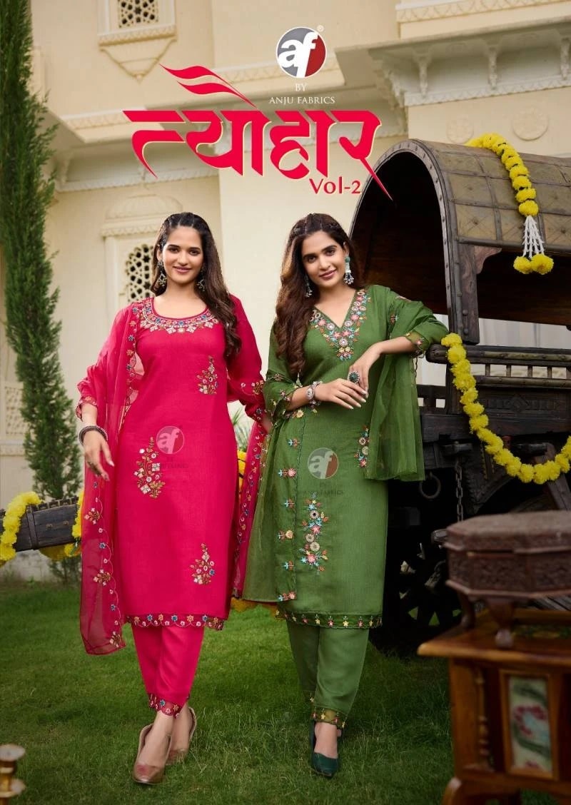 Af Tyohaar Vol 2 Embroidery Kurti Pant With Dupatta