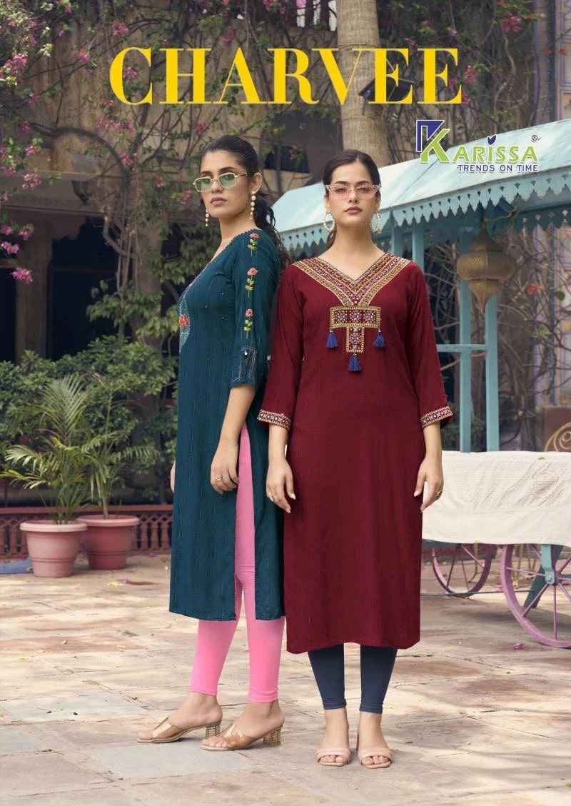 Karissa Charvee Weaving Fancy Long Kurti Collection