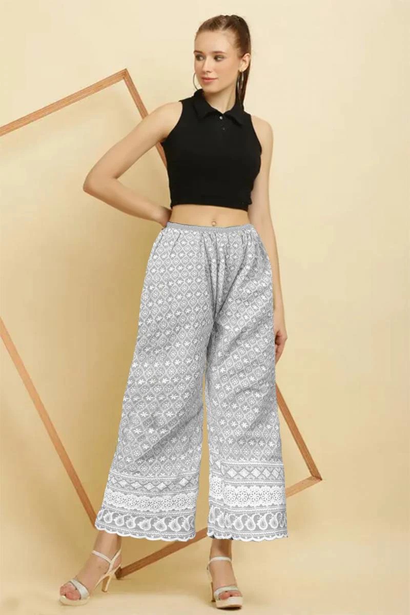 Womens Lucknowi Plazoo Vol 2 Chikankari Palazzo Pant