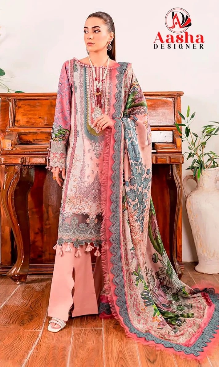 Aasha 1114 Pakistani Salwar Suits Chiffon Dupatta