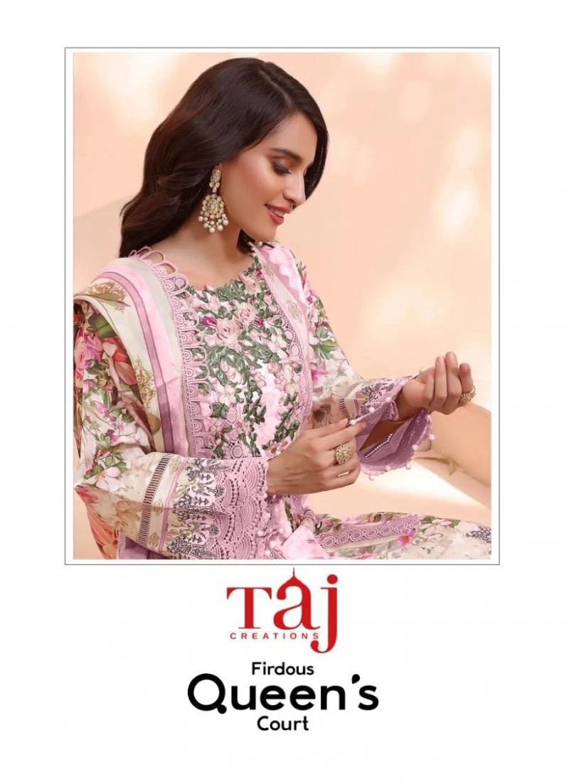 Taj Firdous Queens Court Pakistani Salwar Suits Chiffon Dupatta