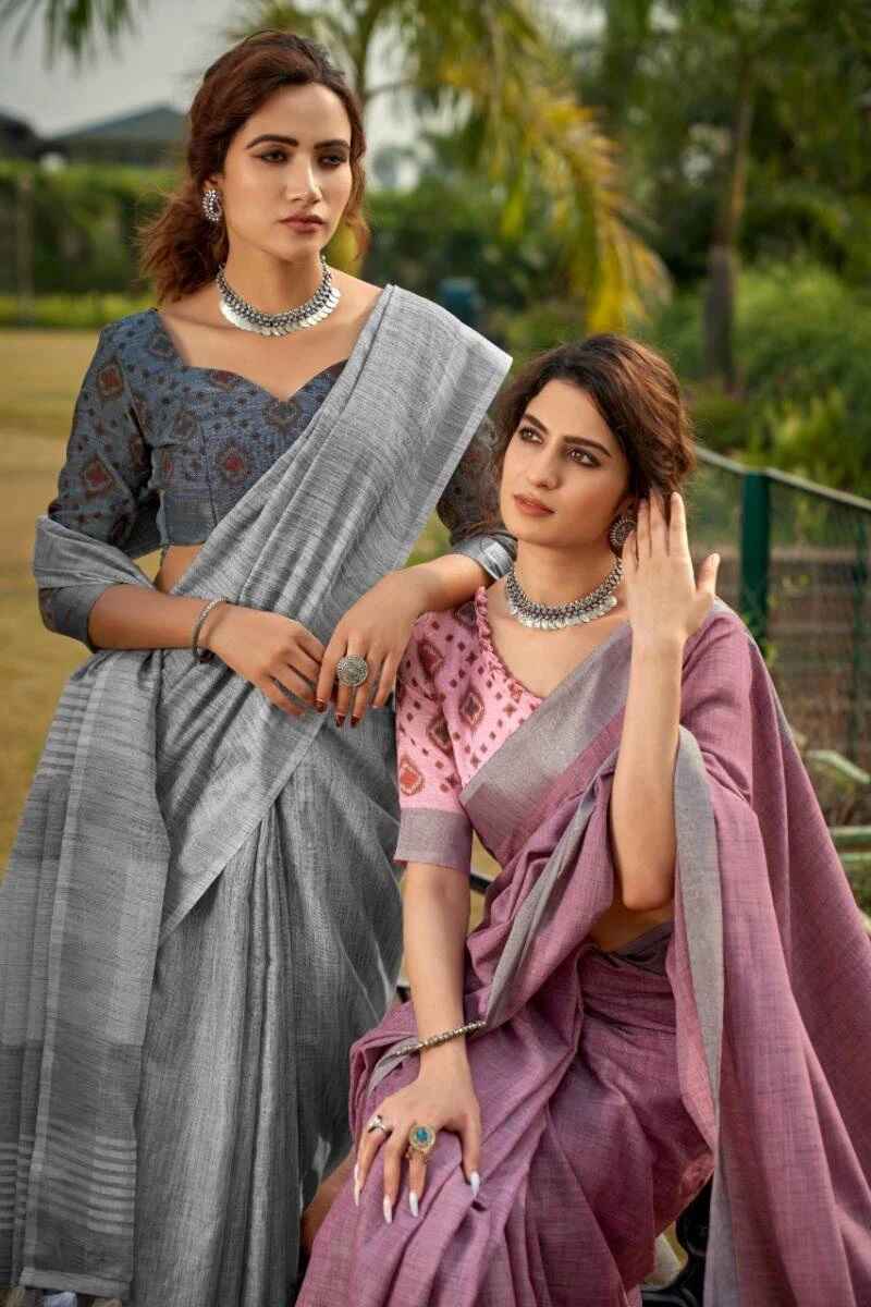 Rajyog Abhirupi Soft linen khadi Printed Saree Collection