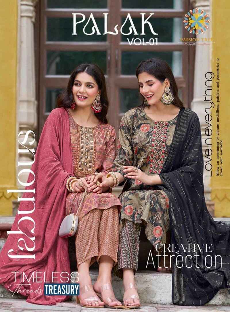 Palak Vol 1 By Passion Tree Printed Kurti Pant With Dupatta