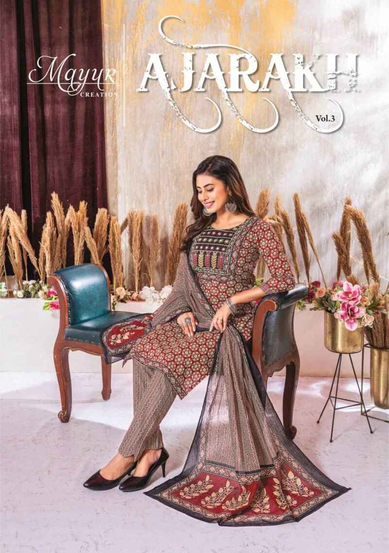 Mayur Ajarakh Vol 3 Printed Kurti Bottom With Dupatta