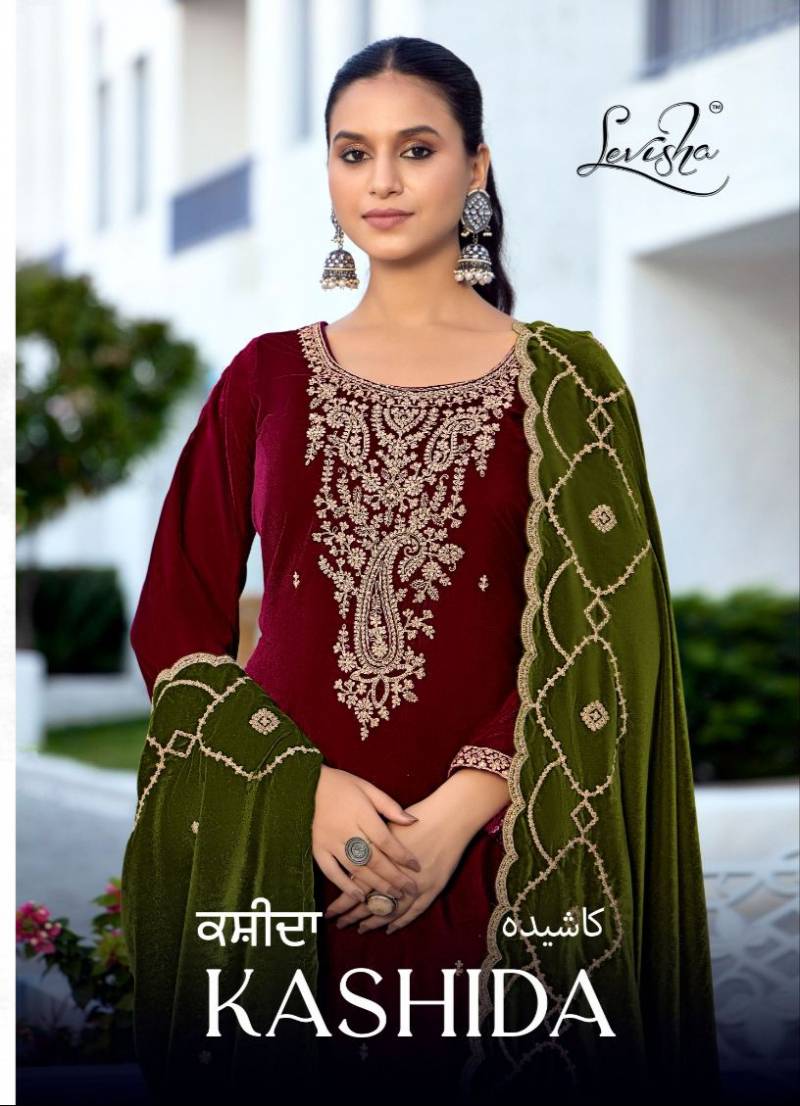 Levisha Kashida Velvet Designer Salwar Suits Collection