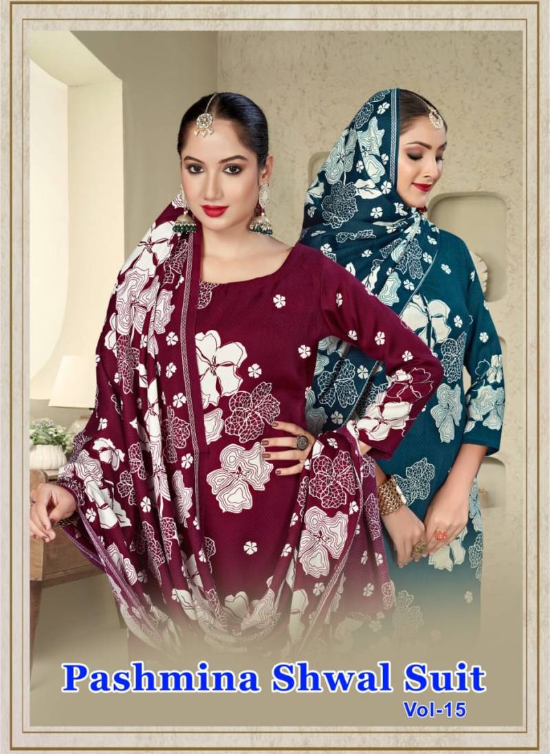 Sat Pashmina Shwal Suit Vol 15 Designer Dress Material Collection
