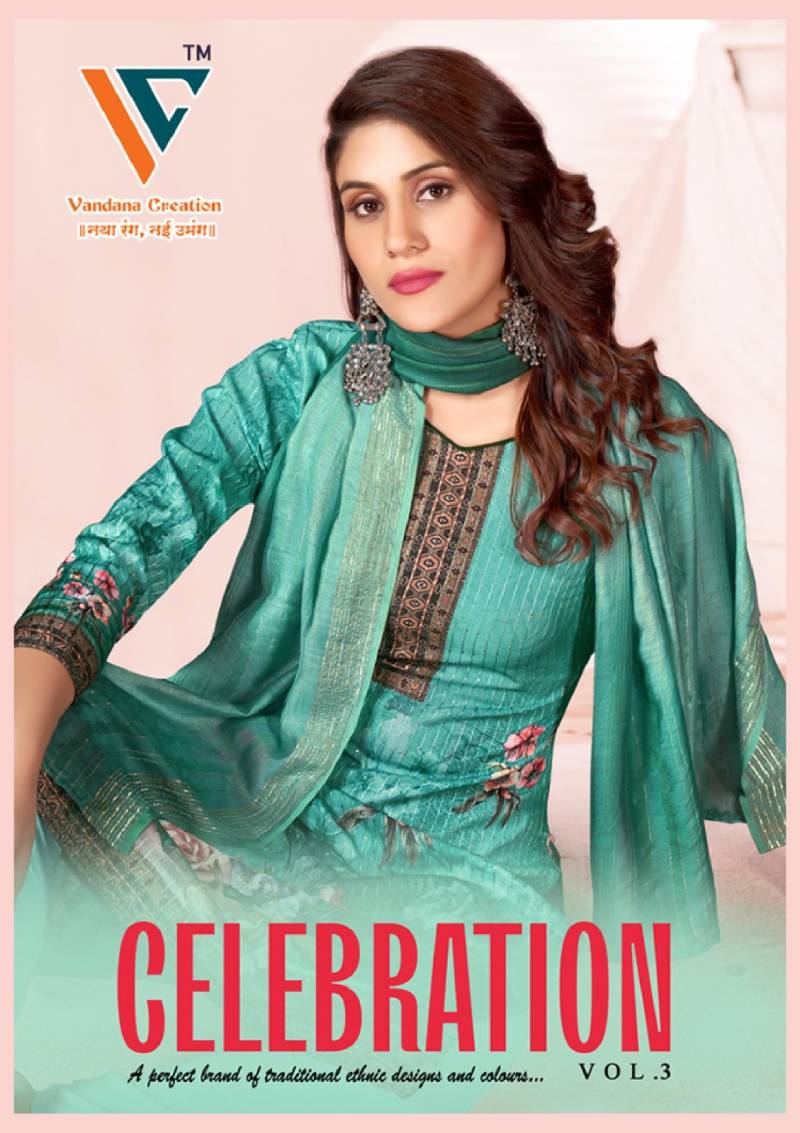 Vandana C Celebration Vol 3 Printed Squence Dress Material