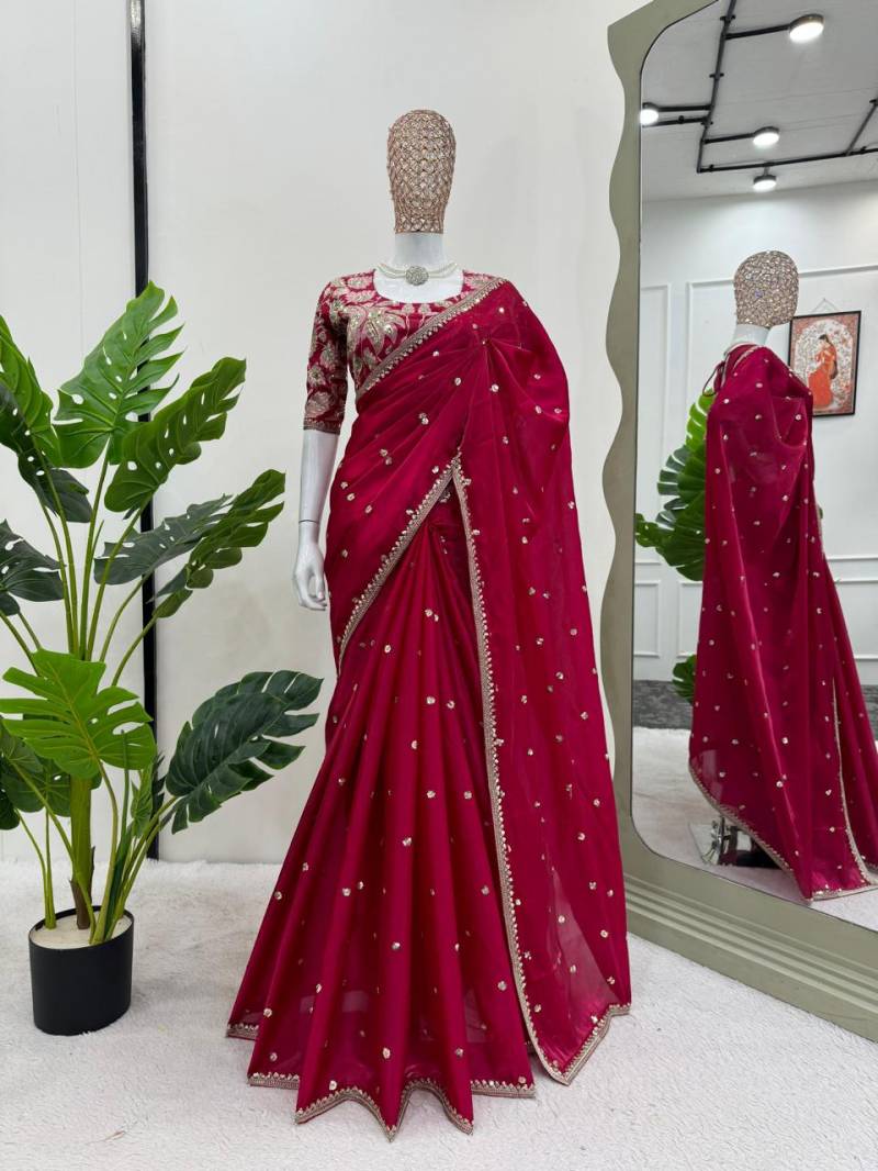 VT 629 Designer Silk Embroidered Saree Collection