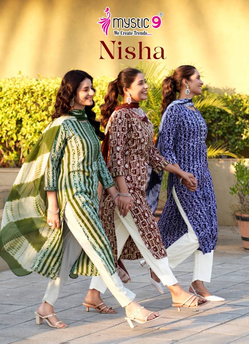 Mystic 9 Nisha Vol 4 Cotton Kurti Bottom With Dupatta