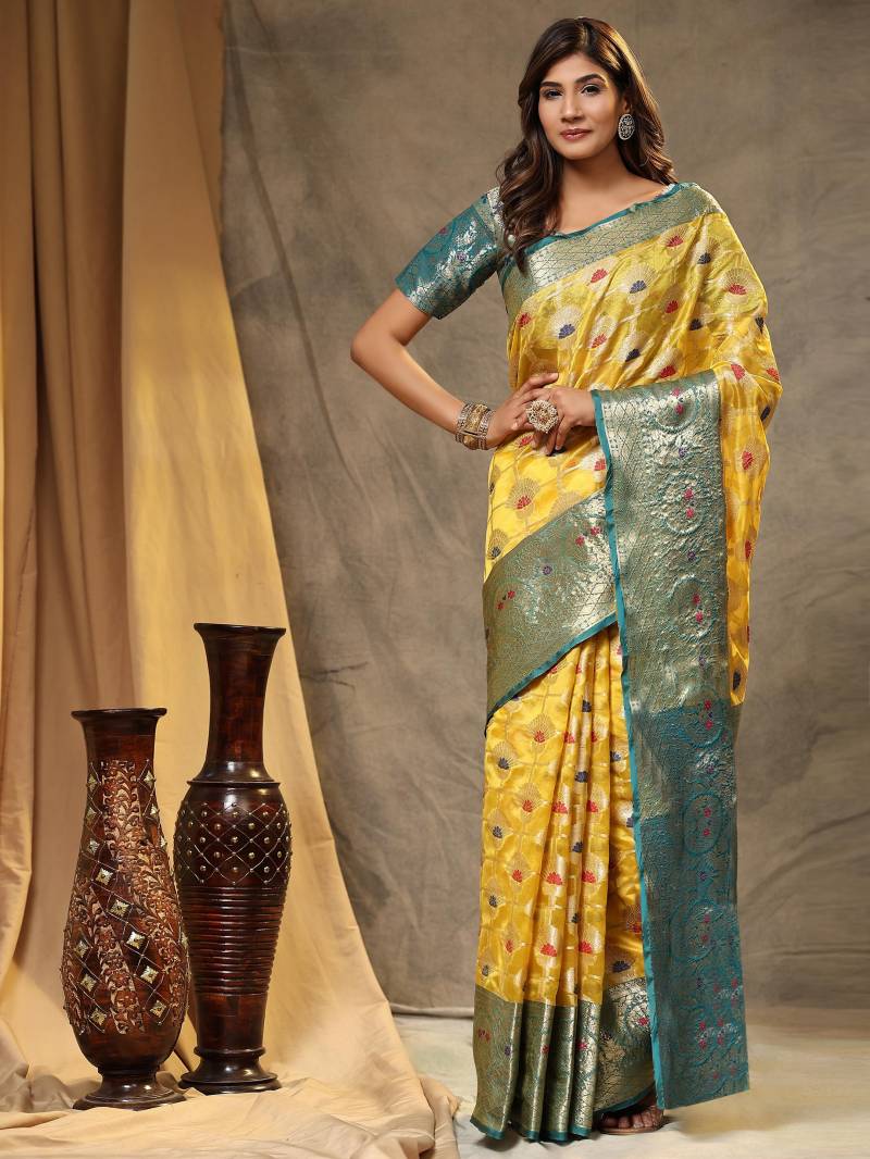 Nx 197 Soft Organza Meenakari Work Silk Saree Collection