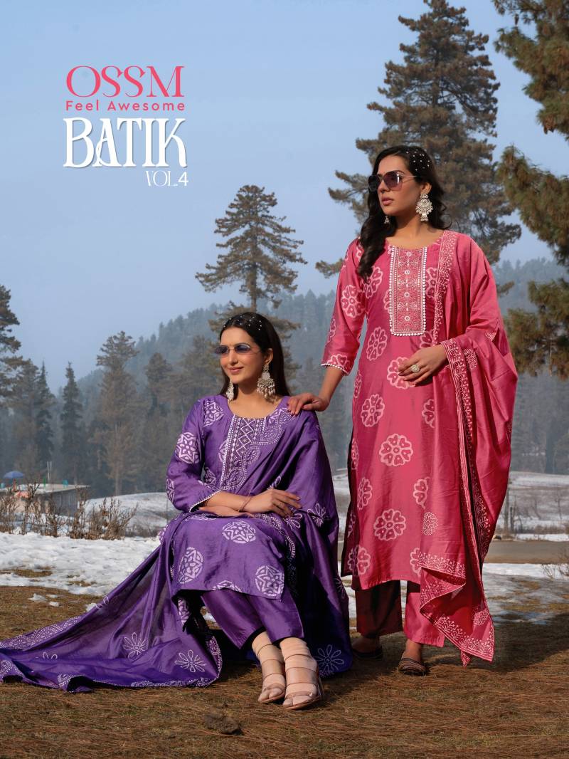 Ossm Batik Vol 04 Printed Kurti Bottom With Dupatta Collection