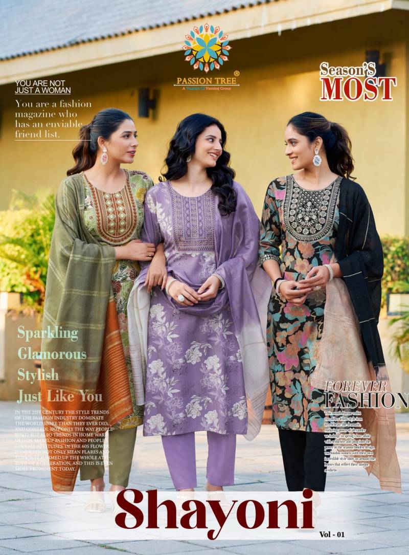 Shayoni Vol 1 By Passion Tree Printed Kurti Pant With Dupatta