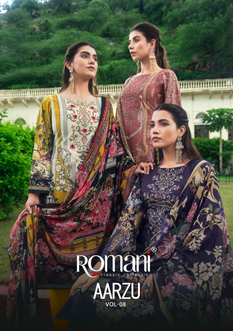 Romani Aarzu Vol 8 Designer Cotton Printed Dress Material