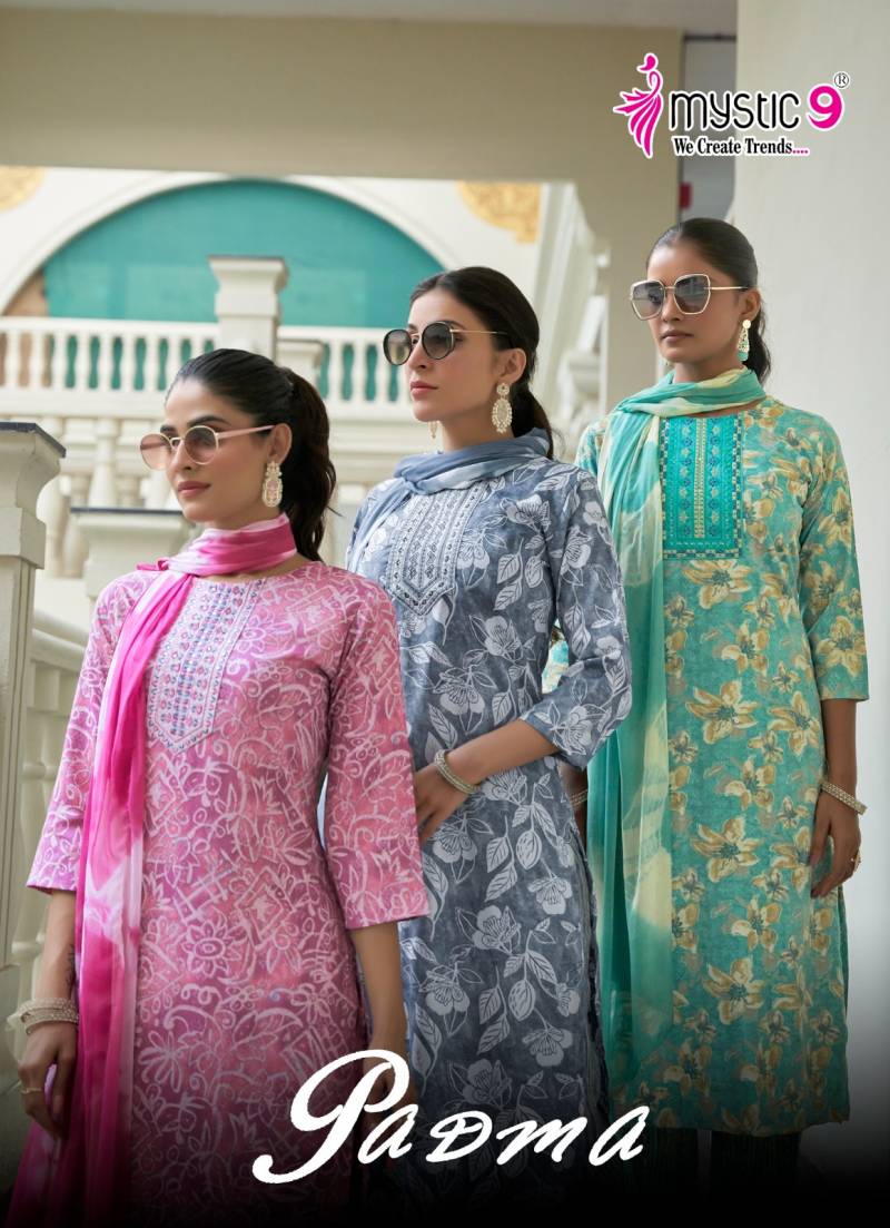 Mystic 9 Padma Vol 1 Designer Printed Kurti Bottom With Dupatta