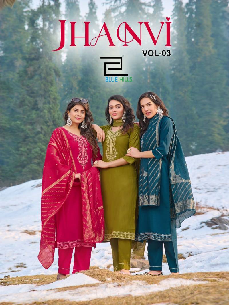 Blue Hills Jhanvi Vol 3 Silk Festive Wear Kurti Bottom With Dupatta