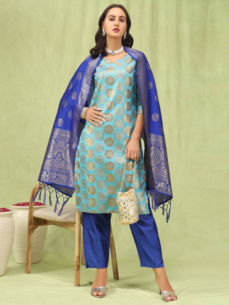 Vredevogel Verito Banarasi Silk Kurti Bottom With Dupatta