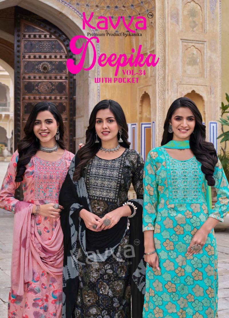 Kavya Deepika Vol 34 Printed Kurti Bottom With Dupatta