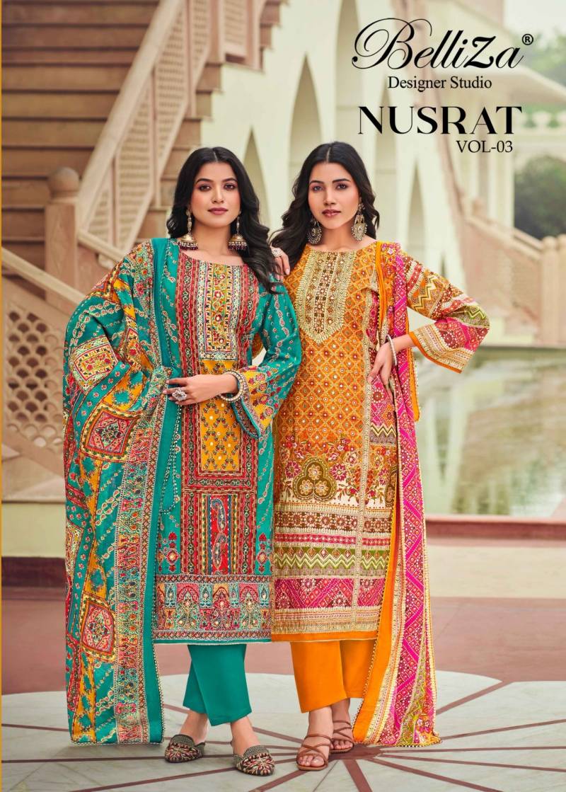 Belliza Nusrat Vol 3 Exclusive Printed Dress Material Collection