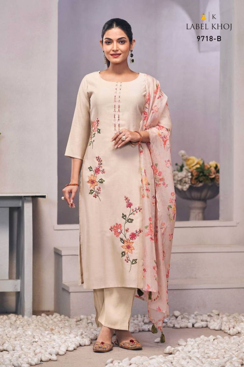 Lable Khoj Applique Handwork Kurti Bottom With Dupatta Collection