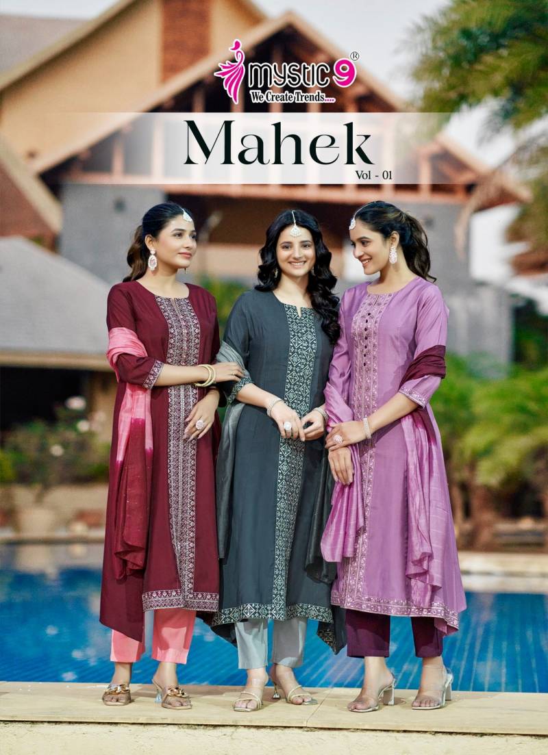 Mystic 9 Mahek Vol 1 Silk Long Kurti Bottom With Dupatta