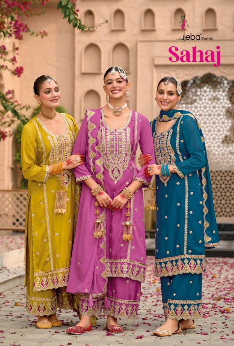 Eba Sahaj Chinon Designer Ready Made Salwar Suits Collection
