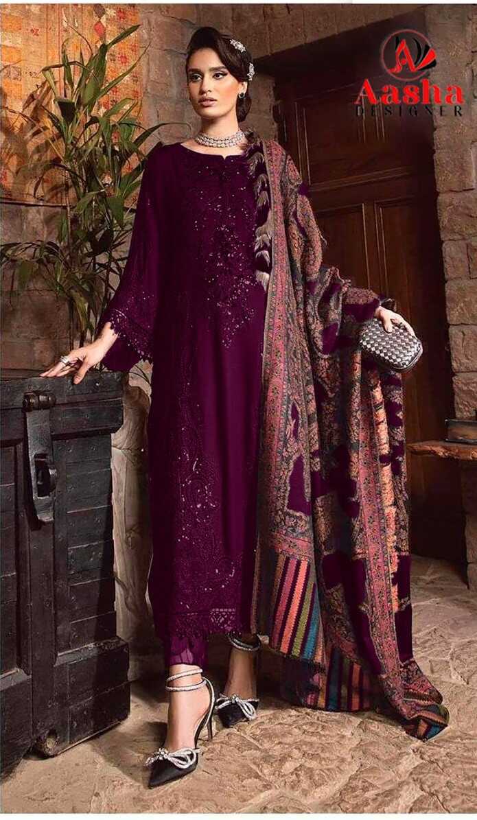 Aasha 1139 A To D Pakistani Salwar Kameez Chiffon Dupatta