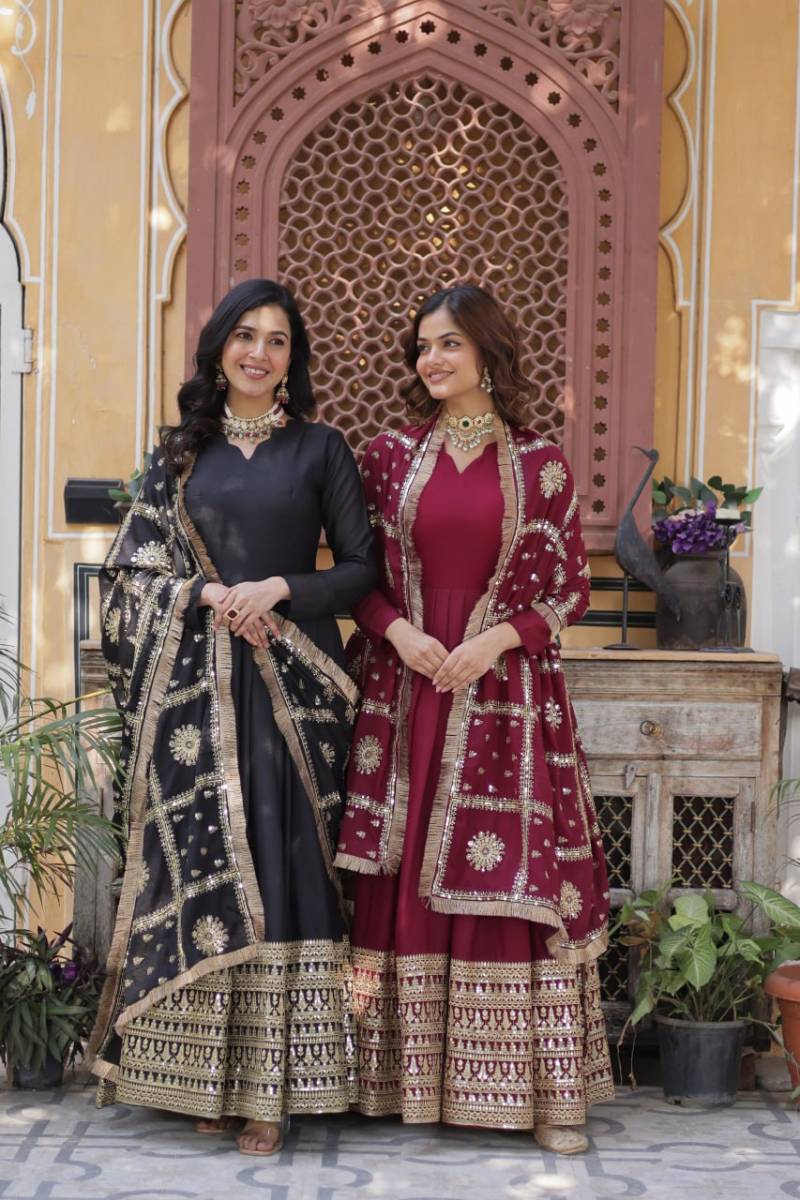 Luna Vol 12 Embroidered Designer Gown With Dupatta Collection