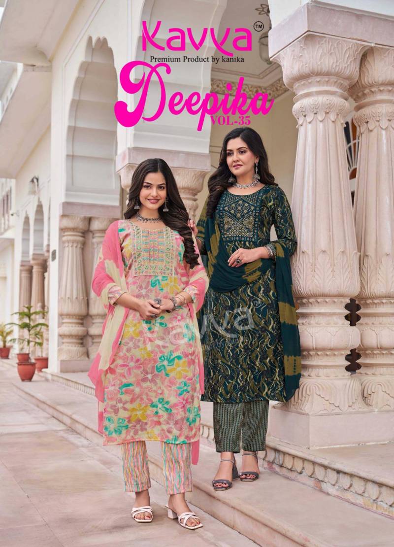 Kavya Deepika Vol 35 Printed Straight Kurti Bottom With Dupatta