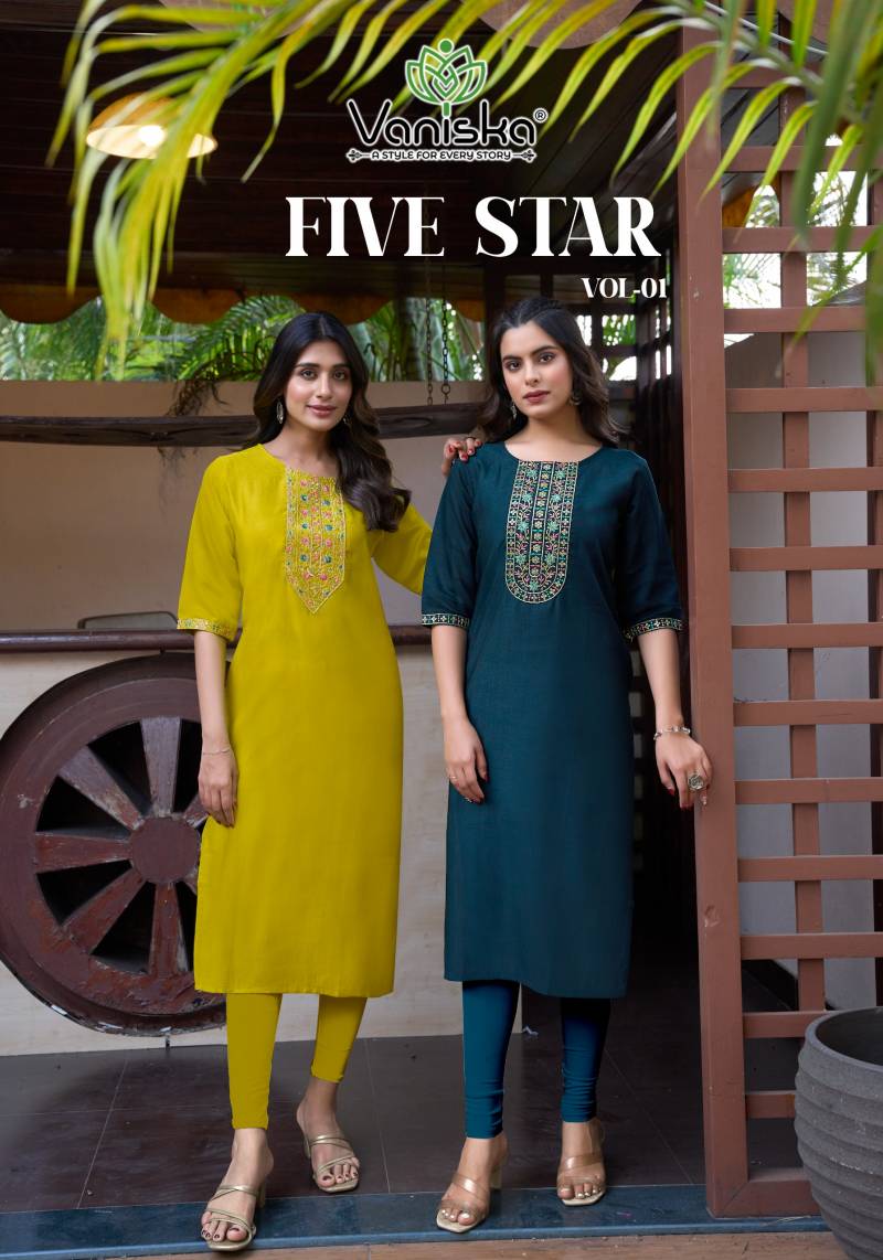 Vaniska Five Star Vol 1 Designer Silk Fancy Kurti Collection