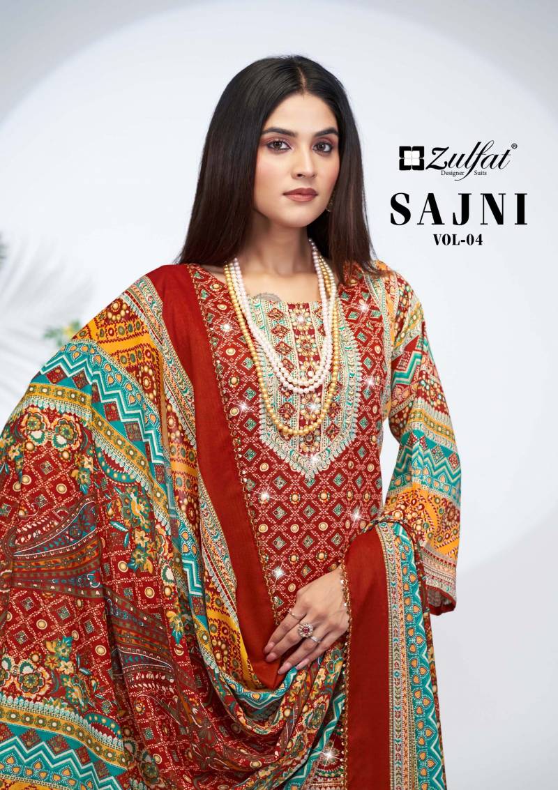 Zulfat Sajni Vol 4 Designer Printed Dress Material Collection