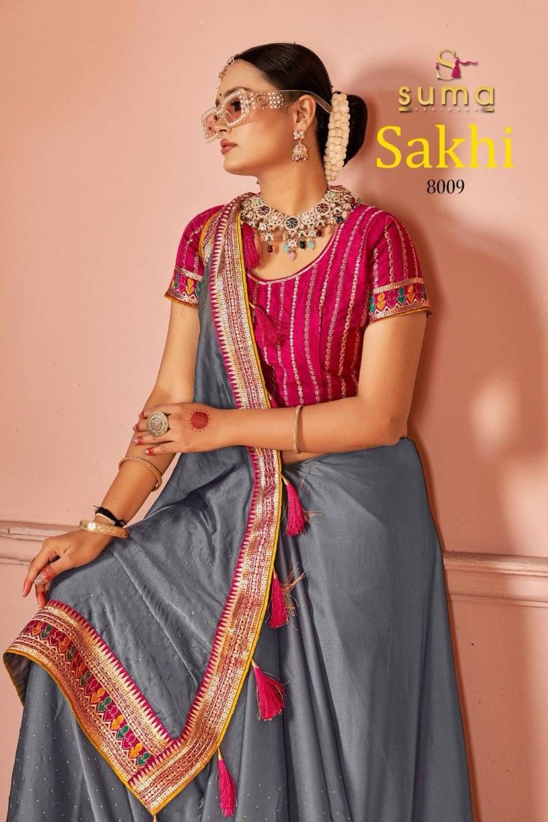 Suma Sakhi Black Rangoli Silk Wedding Saree Collection